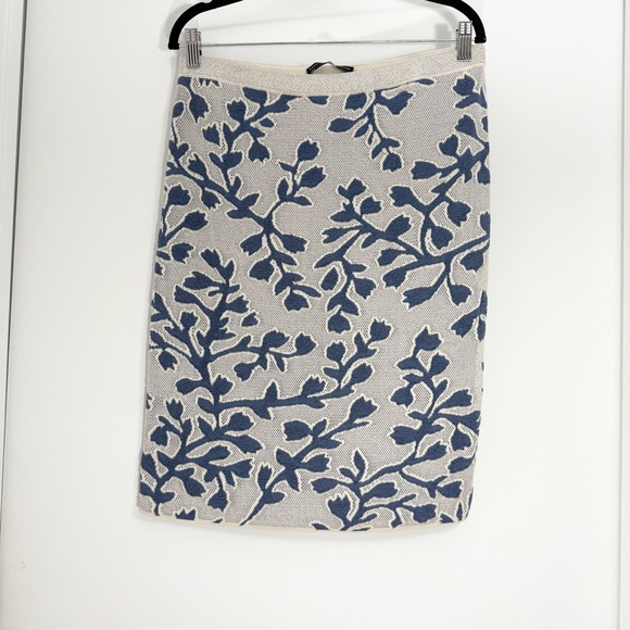 Peruvian Connection Dresses & Skirts - Peruvian Connection Pima Cotton Knee-Length Blue Floral Skirt Large Cottagecore